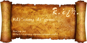Récsey Ágnes névjegykártya